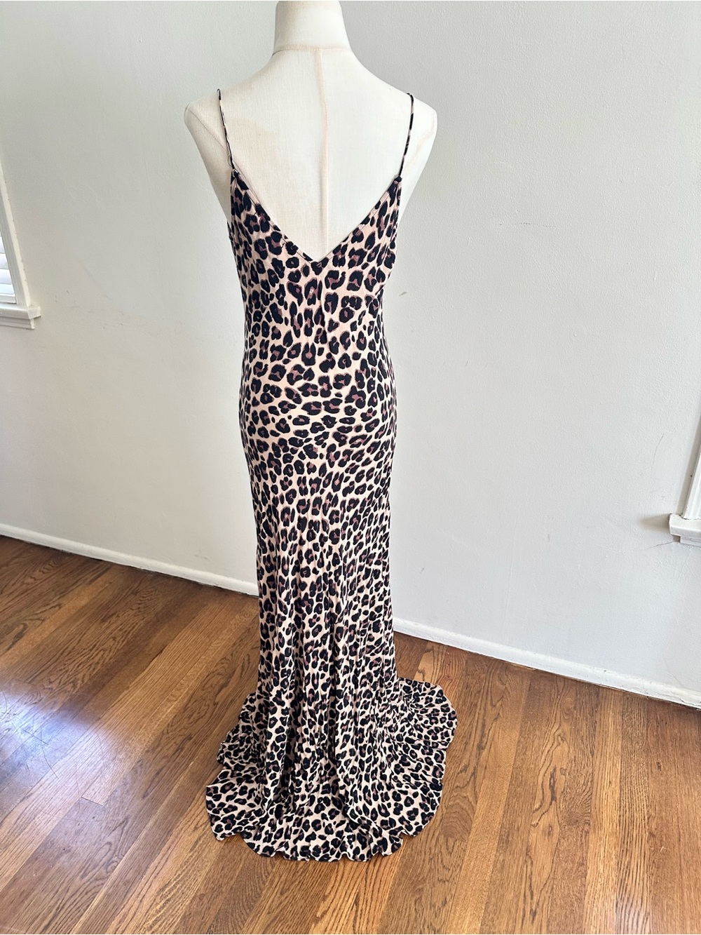 Mustard Seed Leopard Print Maxi Dress Open Back Bodycon Slip Dress L - Picture 5 of 7